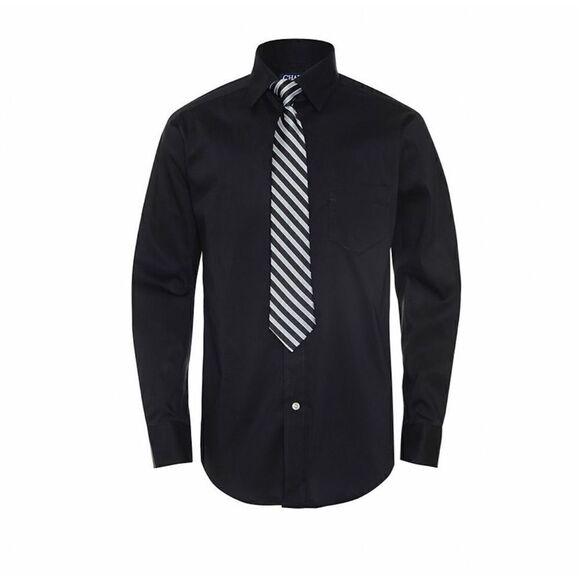 CHAPS BOYS SMALL 8 BLACK SHIRT AND TIE SET - Picture 8 of 9